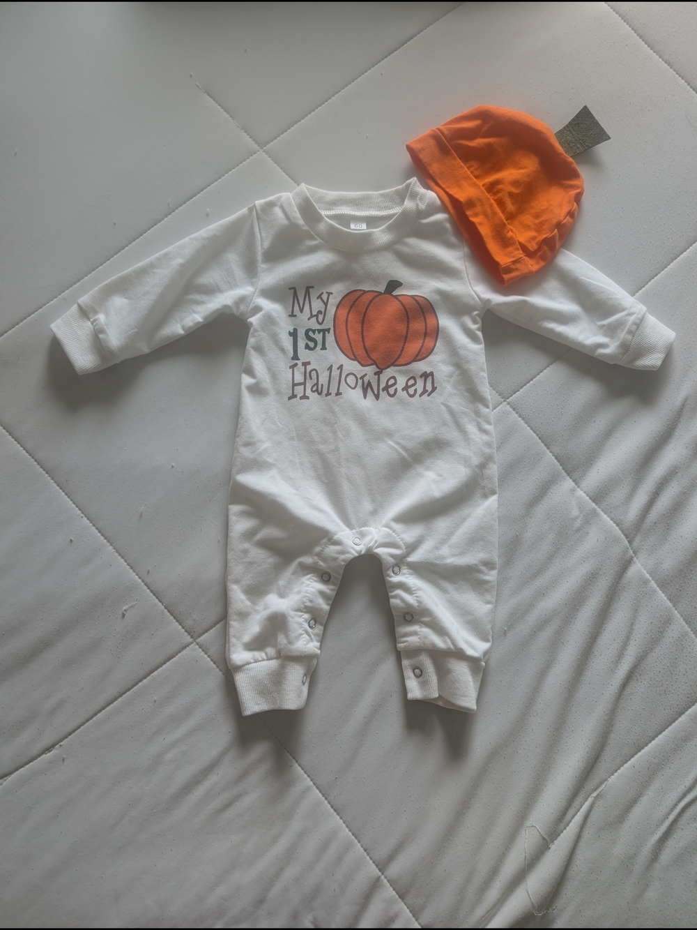 My 1st Halloween Pumpkin One-Piece with Orange Hat